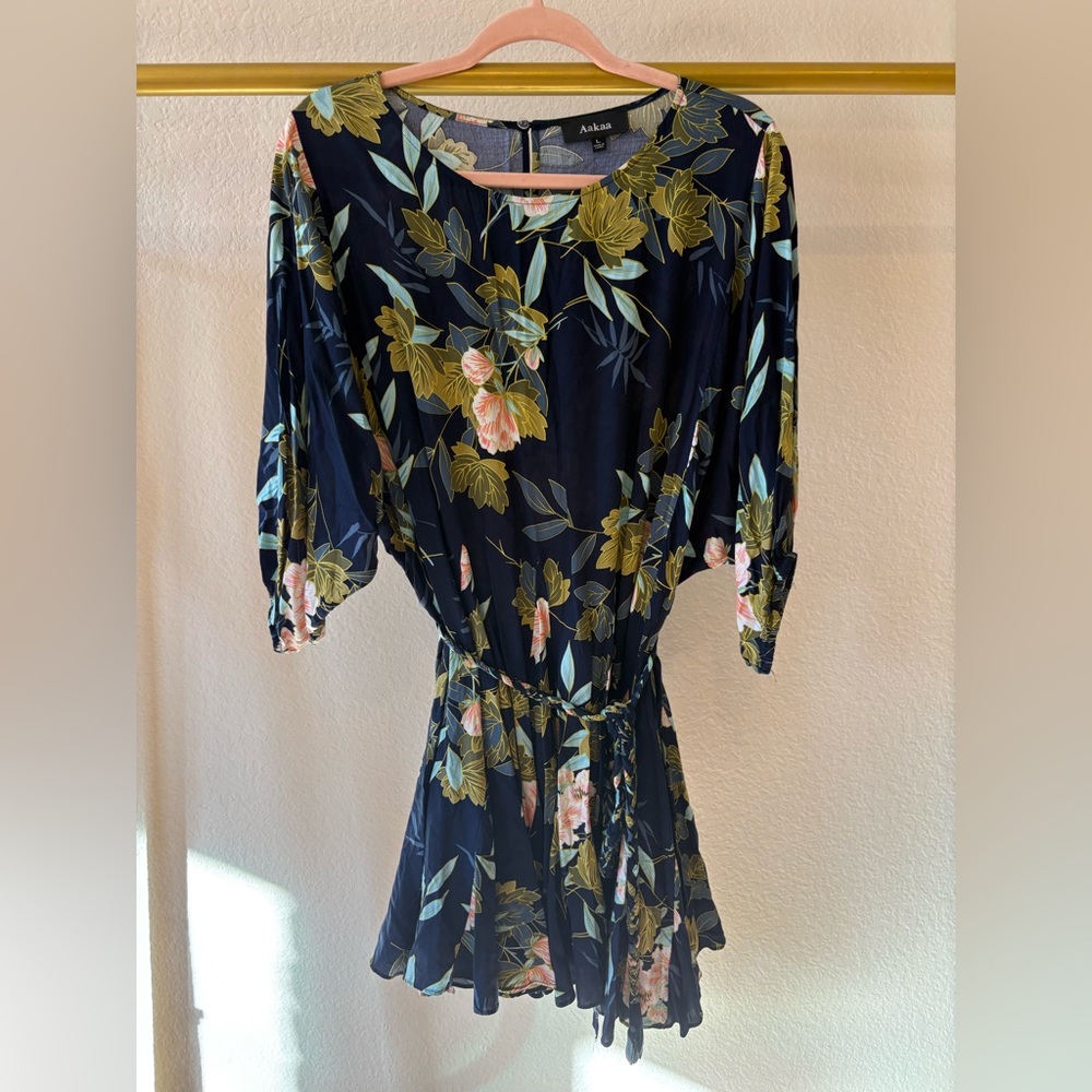 VICI Women’s navy blue green and pink floral dress, large